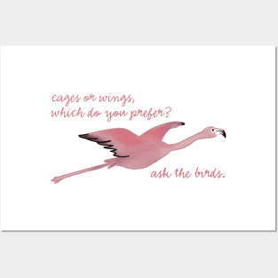 cages or wings - flying flamingo Posters and Art